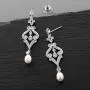 Mariell Vintage Cubic Zirconia Rhodium Scroll Bridal Earrings with Genuine Freshwater Pearl Drops Mariell Vintage Cubic Zirconia Rhodium Scroll Bridal Earrings with Genuine Freshwater Pearl Drops