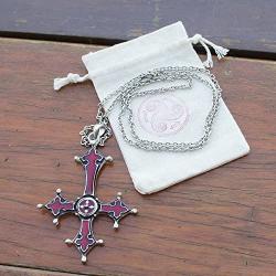 St peter inverted Upside down Gothic Jewelry Cross Silver Pewter Pendant Necklace Charm Amulet w chain