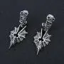 Cool Skull Devil Bone Drop Earring Studs Surgical Steel Crystal Dangle Earrings for Sensitive Ear Men Boy