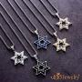 555Jewelry 2 Tone Stainless Steel Star of David Necklace for Men, 16-24 Inch Box Chain