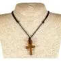 BlueRica Hand Carved Wood Ankh Cross Pendant on Adjustable Black Rope Cord Necklace BlueRica Hand Carved Wood Ankh Cross Pendant on Adjustable Black Rope Cord Necklace