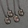 MANIFO Natural Crystal Gemstone Fox Pendant Necklace with Adjustable Woven Rope Chain MANIFO Natural Crystal Gemstone Fox Pendant Necklace with Adjustable Woven Rope Chain
