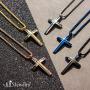 555Jewelry Grooved Stainless Steel Cross Necklace for Men and Women 16-24'' Chain