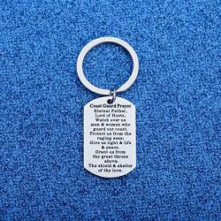 WUSUANED Coast Guard Gift Coast Guard Prayer Keychain Military Jewelry Deployment Gift