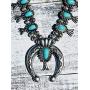 Jayde N Grey Turquoise Squash Blossom Navajo Bohemian Womens Southwestern Statement Choker Necklace & Earrings Bundle: Set & Jewelry Bag