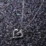 Billie Bijoux Silver Love Heart Necklace 925 Sterling Silver Platinum Plated Round CZ Diamond Fine Womans jewelry Gift for Women Girls Valentines Day Mothers Day