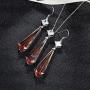ATTA GEMS Statement Jewelry Set for Women / 925 Sterling Silver Long Diaspore Dangle Earrings and Pendant Necklace Set for Bridesmaids Brides