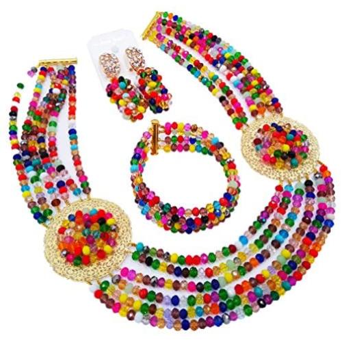 aczuv African Jewelry Sets for Women Nigerian Beads Jewelry Set Bridal and Earrings