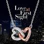 ANGEL NINA Necklaces for Women Valentines Day Gifts ღLove At First Sightღ Double Heart 925 Sterling Silver Rose Gold Plated Necklace with 5A Cubic Zirconia with Jewelry Box