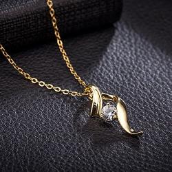 YAZILIND Simple Cubic Zirconia Pendant Necklace Gold Plated Chain for Women Girls Party Jewelry