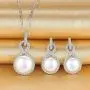 EleQueen 925 Sterling Silver CZ AAA Button Cream Freshwater Cultured Pearl Bridal Jewelry Necklace Earrings Set Ivory EleQueen 925 Sterling Silver CZ AAA Button Cream Freshwater Cultured Pearl Bridal Jewelry Necklace Earrings Set Ivory