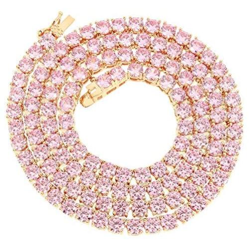 NEW 1 Row Tennis Necklace Choker Chain Lab Created Diamonds 4MM Solitaires Multi Color 16-24 inches