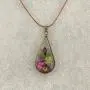FM FM42 Multicolor Pressed Flower Teardrop Pendant Necklace FN4133