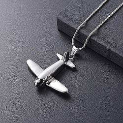 memorial jewelry Birthstone Personalized Airplane Mens Cremation Ashes Jewelry Initial Necklace