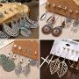 39 Pairs Vintage Tassel Stud Earrings Set for Women Girls Bohemian Statement Drop Dangle Earrings with Leaf Star Acrylic Shell Hoop Earrings for Birthday/Party/Wedding Gifts