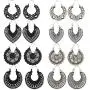 SERYNOW 8 Pairs Silver Black Bohemian Tribal Earring For Women Girls Sunflower Drop Dangle Earrings Black Heart Boho Vintage Earrings Mandala Flower Earrings