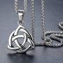 Stainless Steel Celtic Knot Irish Triquetra Lucky Love Pendant (LARGE) Necklace, 24'' Chain, aap126