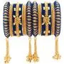 Aheli Indian Traditional Velvet Bangle Set with Hangings Chudha Set Wedding Wear Fashion Jewelry for Women