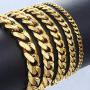 PY BLING 14K/18K Golden Plated Solid Curb Miami Cuban Link Chain Stainless Steel 4mm-8mm Diamond Cut Necklace or Bracelet for Men and Women 7-30 Inches (18k-8mm,8)