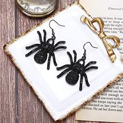MDPOO Spider Earrings for Women Witch Jewelry Halloween Drop Earrings Black Spider Dangle Earrings