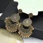 Finrezio 2Pairs Traditional Ethnic Bali Jhumka Jhumki Brocade Lotus Mexico Gypsy Dangle Earrings for Women Girls