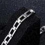 Mens Real S925 Sterling Silver Classic Link Bracelet 8.5 Inch
