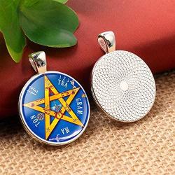 LUOR Trade Co.,Ltd Esoteric Pentagram Pendant Necklace, Pentacle Tetragrammaton Jewelry for Women, Name of God Blessing Jewellery, Wiccan Pagan Sweater Chain Necklace, Handmade,4 Color