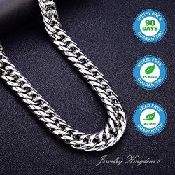 Jewelry Kingdom 1 Miami Cuban Link Chain for Men Stainless Steel Silver Necklace 8mm 13mm 16mm Double Tight Curb Link Chains Women Choker 18 to 30 inch