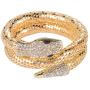 Lux Accessories Gold Tone Rhinestone Curved Stretch Bangle Retro Snake Bracelet