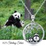 Panda Necklace Jewelry 925 Sterling Silver Cute Animal Pendant Necklace Gifts for Women Mother Daughter