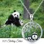 Panda Necklace Jewelry 925 Sterling Silver Cute Animal Pendant Necklace Gifts for Women Mother Daughter