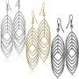 Fashion Costume Jewelry Dangle Drop Earrings Set For Women Teen Silver Gold And Black Tones Fashion Costume Jewelry Dangle Drop Earrings Set For Women Teen Silver Gold And Black Tones