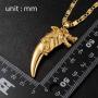WESTMIAJW 24K Gold Plated Wolf Tooth Pendants Necklace Chain Jewelry for Men Boy 60cm,with Gift Box