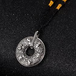 JAJAFOOK Mens Stainless Steel Tibetan Buddhist Mantra Om Mani Padme Hum Prayer Pendant Necklace