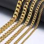 PY BLING 14K/18K Golden Plated Solid Curb Miami Cuban Link Chain Stainless Steel 4mm-8mm Diamond Cut Necklace or Bracelet for Men and Women 7-30 Inches (18k-8mm,8)