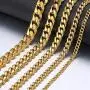 PY BLING 14K/18K Golden Plated Solid Curb Miami Cuban Link Chain Stainless Steel 4mm-8mm Diamond Cut Necklace or Bracelet for Men and Women 7-30 Inches (18k-8mm,8)