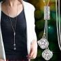 Z-Jeris Womens Crystal Flower Jewelry Tassel Pendant Long Chain Necklace