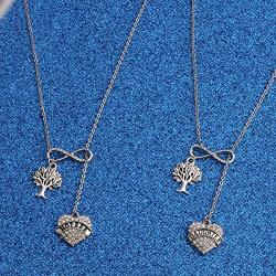 WUSUANED Mother and Daughter Heart Family Tree Pendant Infinity Lariat Y Necklace Set Mommy and Me Jewelry Gift for Mom and Daughter
