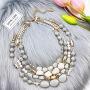 Bocar Multi Layer 4 Strand Statement 17'' Collar Beaded Necklace for Women Gift