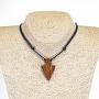 BlueRica Hand Carved Wood Arrowhead Pendant on Adjustable Black Rope Cord Necklace
