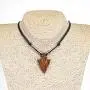 BlueRica Hand Carved Wood Arrowhead Pendant on Adjustable Black Rope Cord Necklace