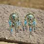 Lux Accessories Burnished Goldtone & Turquoise Dream Catcher Drop Earrings