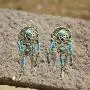 Lux Accessories Burnished Goldtone & Turquoise Dream Catcher Drop Earrings Lux Accessories Burnished Goldtone & Turquoise Dream Catcher Drop Earrings