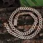 TOPGRILLZ 10mm 6 Times 14K Gold Plated Iced Out Lab Diamond Prong Setting Long Buckle Miami Cuban Link Choker Chain Necklace for Men TOPGRILLZ 10mm 6 Times 14K Gold Plated Iced Out Lab Diamond Prong Setting Long Buckle Miami Cuban Link Choker Chain Necklace for Men