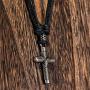 BlueRica Metal Wrapped Cross Pendant on Adjustable Cord Necklace