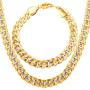 U7 Men Unisex Two-Tone Jewelry 6mm-9mm Wide Platinum & 18K Gold Plated Cuban Chain Necklace (18'',20'',22'',24'',26'',28'',30'')