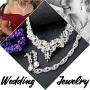 Fiasaso Crystal Bridal Jewelry Set for Women Rhinestone Necklace Earrings Bracelet Wedding Bridesmaid