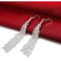 Fashion Beaded Threader Sterling Silver Plated Long Chain Dangle Drop Earrings for Women Girls Sensitive Ears Wedding Elegant Dangling Tassel Hook