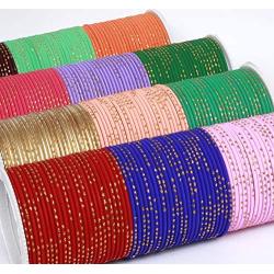 SANARA Indian Wedding Multi Color Bangle Set Traditional 288 Pcs Alloy Metal Bracelets Partywear Arrangement Costume Bangle Box Jewelry