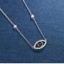 FANCIME Sterling Silver Evil Eye Necklace Evil Eye Bracelet Cubic Zirconia Simulated Diamond Pendant Necklace Yom Kippur Gifts Danity Fine Jewelry for Women Girls